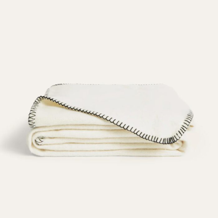 Alpaca-Bear-Blanket-Snow lululinens Alpaca Bear Knit Blanket - Image 1